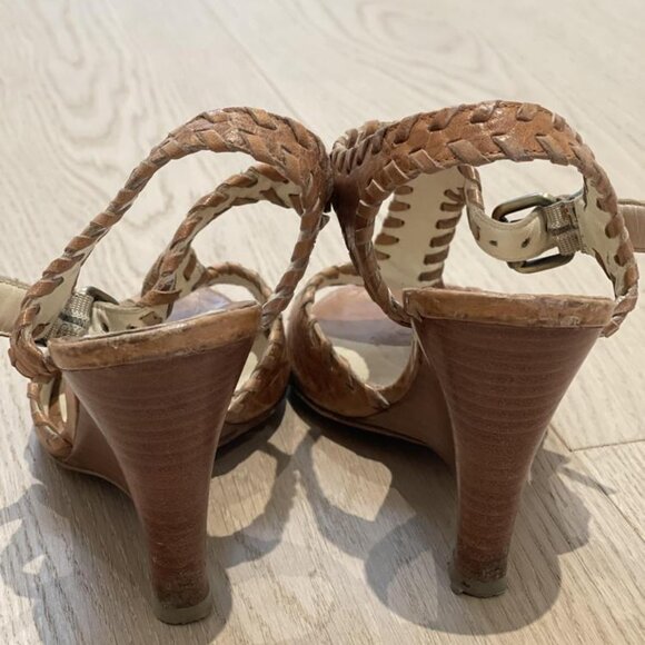 Fendi Brown Leather Wedge Sandals - Picture 3 of 6